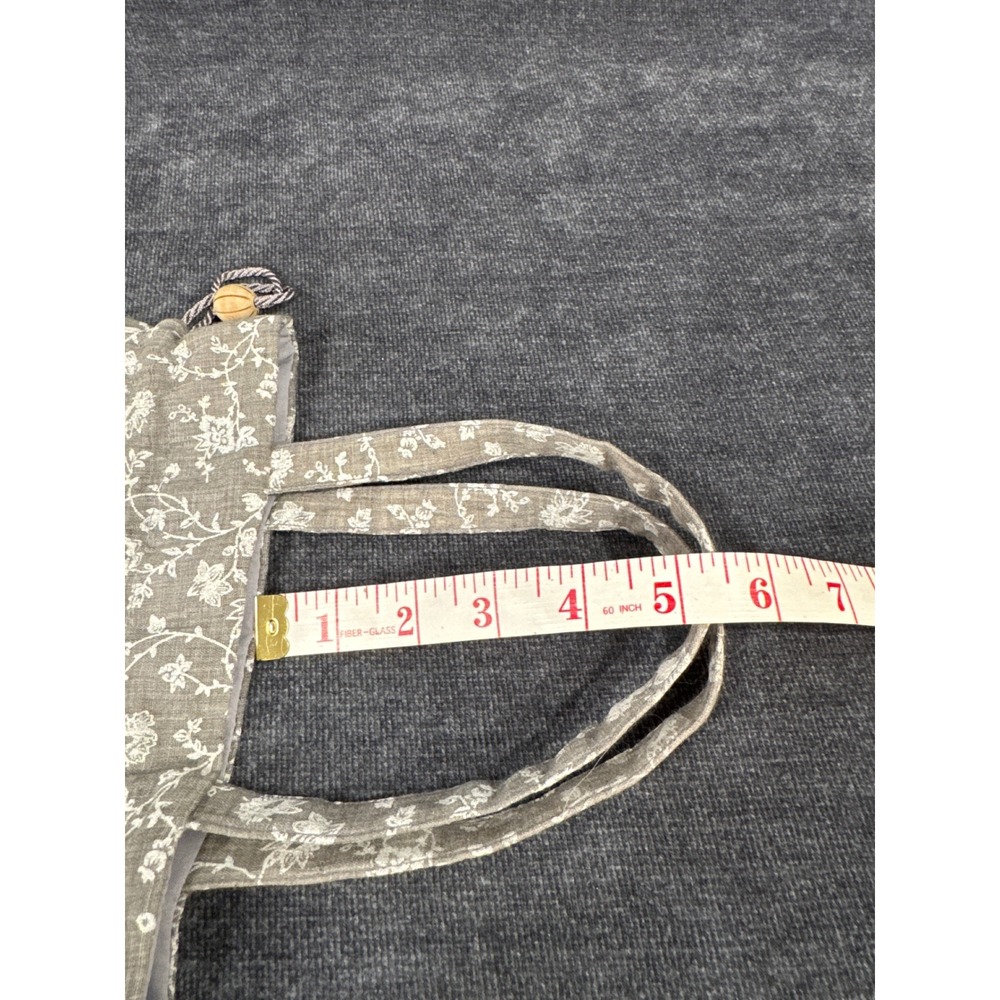 Hopeless Romantic Gray Floral Ribbon Embroidery Lace Drawstring Tote Bag Handbag - Picture 11 of 12